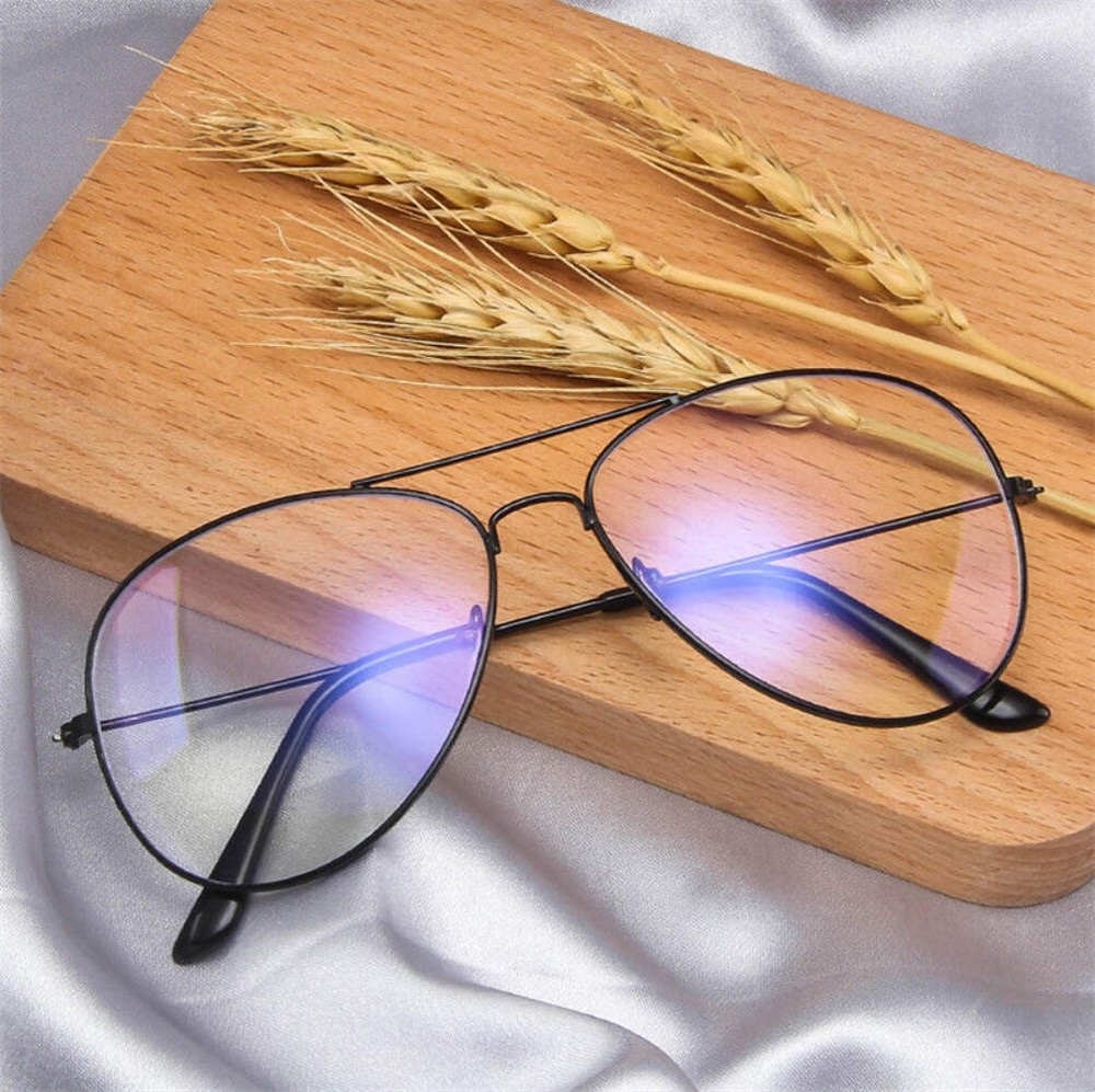 Metal Frame Anti-Blue Light Glasses, Flat Mirror Optical Eyewear for Enhanced Vi