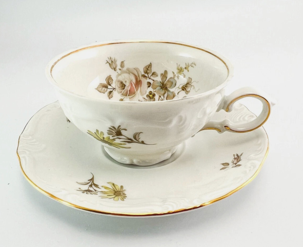 Winterling Bavaria Empress Tea Cup & Saucer Set  - Floral Porcelain w/ Gold Trim