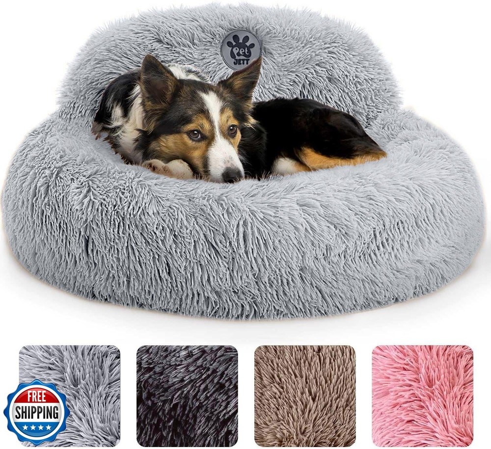 Calming Donut Dog Bed Medium 30 Inch Anti-Slip Washable PetJett