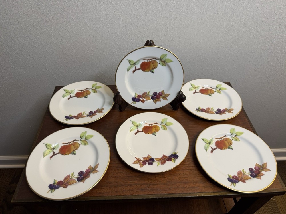 (6) Royal Worcester Evesham Gold Bread Butter Plate 6 5/8