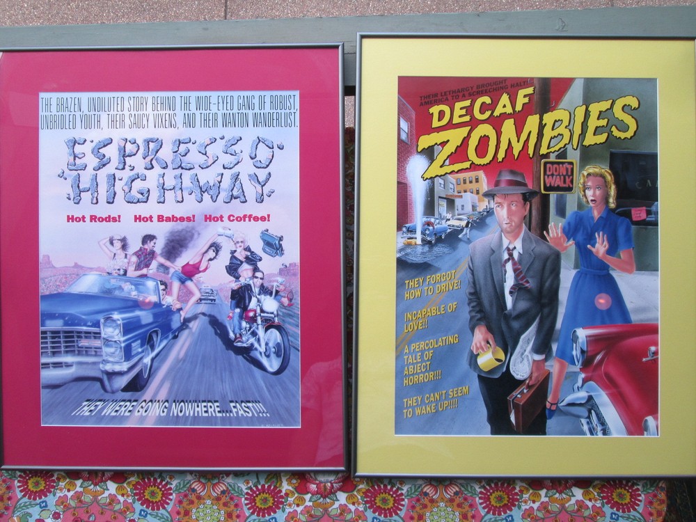 Save on Decaf Zombies and Espresso Highway Coffee Shop Fine Art Prints