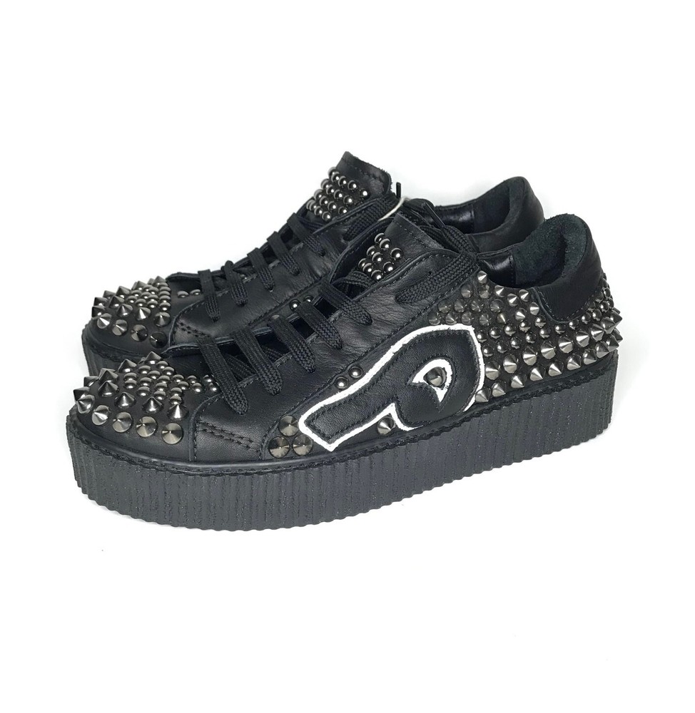 ABSINTHE Culture Women's Plateau Studded Spikes Leather Platform Shoes 40 / 9.5-image