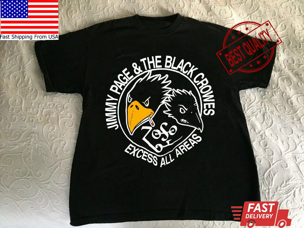 Rare Jimmy Page Black Crowes Excess Tour Black Men S-2345XL T-shirt