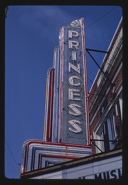 Photo:Columbus Mississippi Princess Theater Sign 1986 Neon Marquee