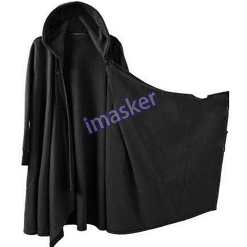 Mens Gothic Long Cloak Cape Trench Coat Loose Casual Outwear Jacket Black Punk