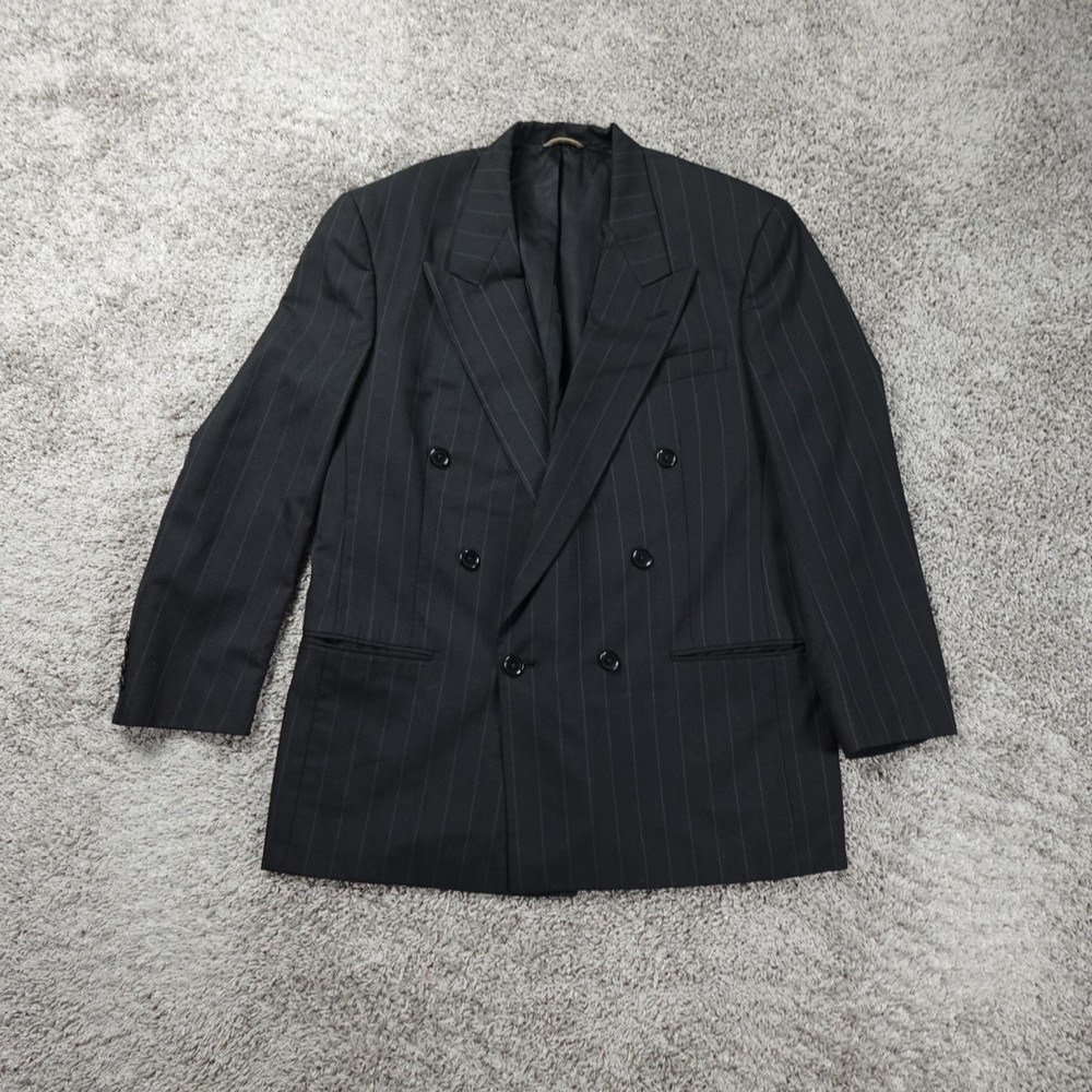 Christian Dior Blazer Mens 41R Black Double Breasted Wool Sport Coat Suit