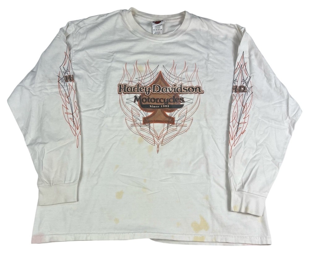 Vintage Y2K Harley-Davidson Long Sleeve Double Sided T-Shirt Tribal Spade XL