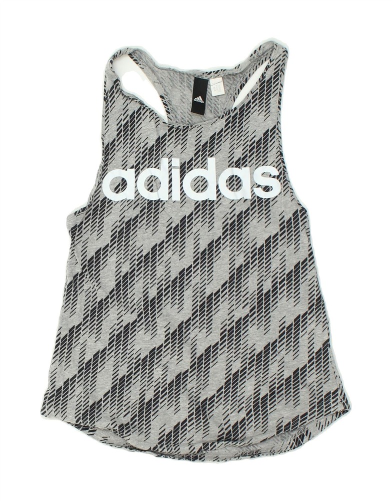 ADIDAS Womens Abstract Pattern Graphic Vest Top UK 8 Small Grey BD77-image