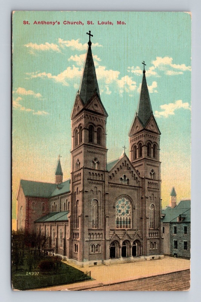 St Louis MO-Missouri, St Anthony's Church, Religion, Antique, Vintage Postcard