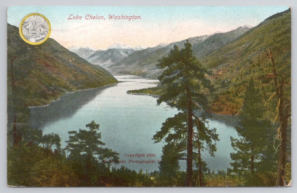 Lake Chelan Washington 1906 Postcard Romans Photo Co Bellingham 1910 Postmark