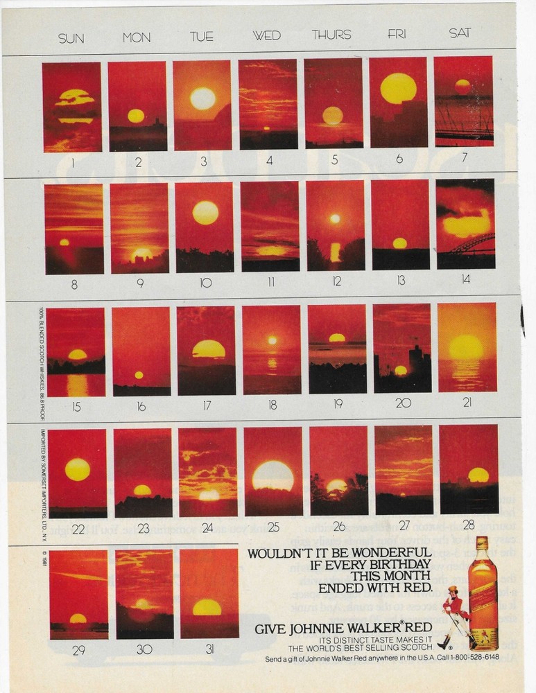 Sunrise  Sunset  Johnnie Walker Red Original Print Ad