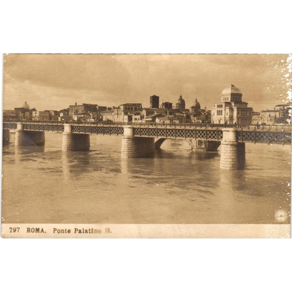 Antique 1916 Roma Ponte Palatino Postcard Rome Italy Tiber River NPG Sepia RPPC