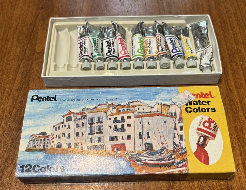 Vintage Pentel Water Colors 12 Tubes ARTIST PAINT Used