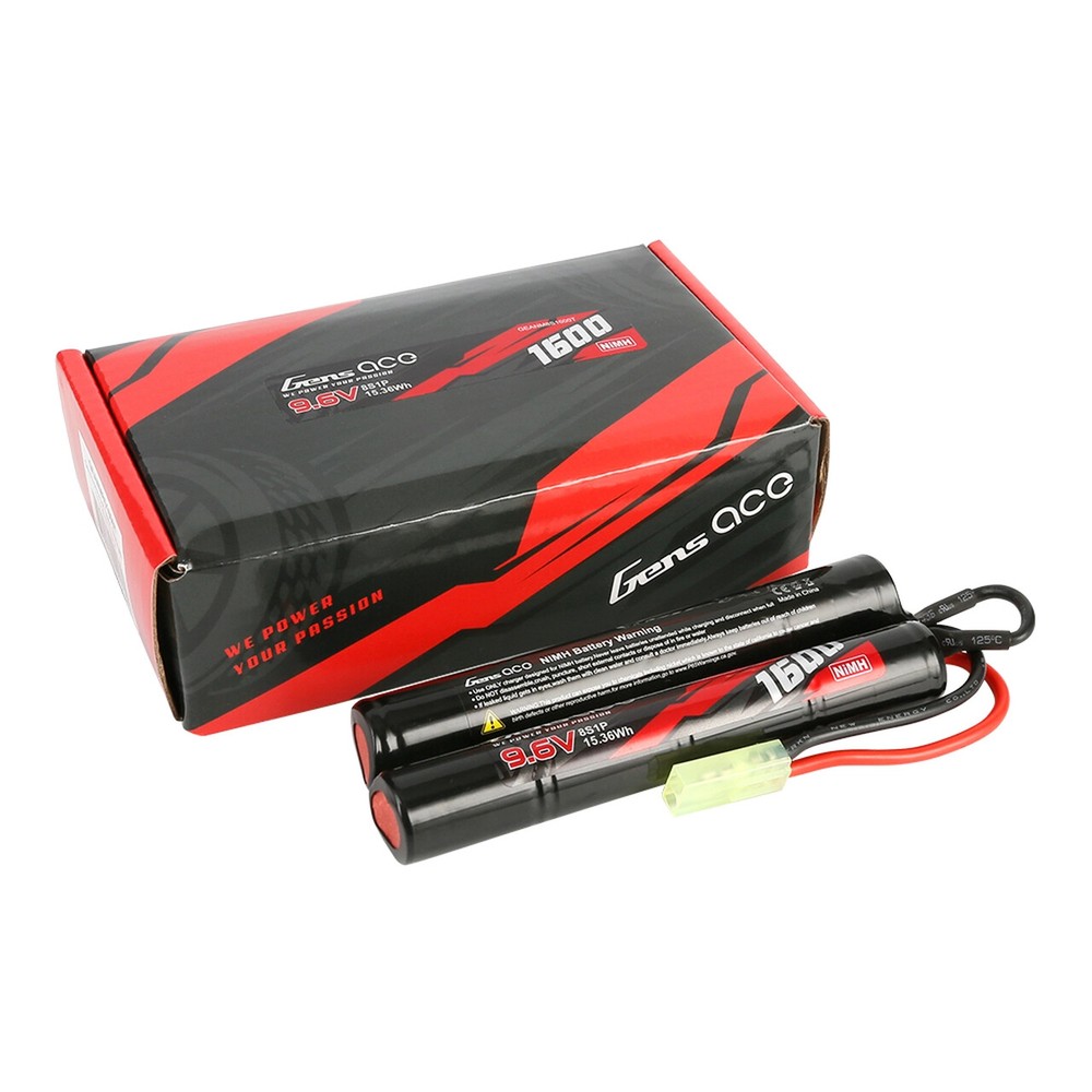 Gens Ace 9.6v 1600mAh Valken Airsoft BB Rechargeable NiMh Battery Nunchuck Pack-image