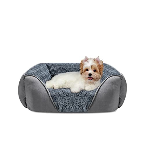 Washable Grey Dog Bed for Small Medium Large Dogs 20x19x6 Rectangle