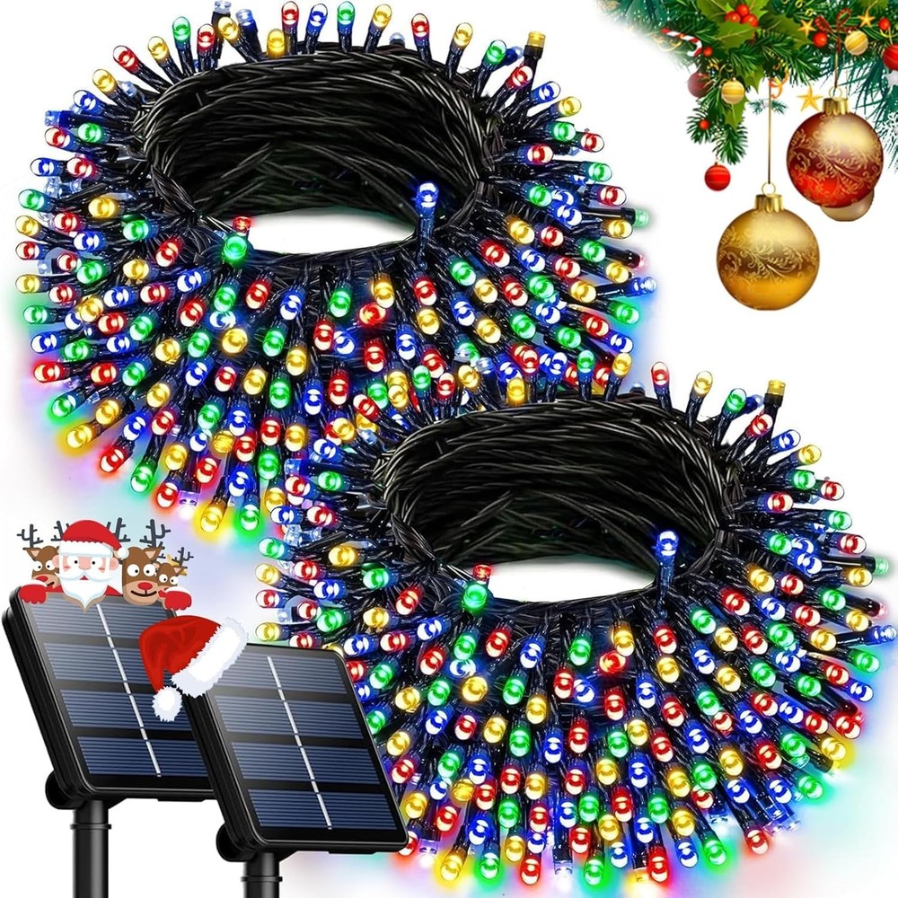 2PK 240LED Multicolor Solar Christmas Lights Outdoor Waterproof String Lights
