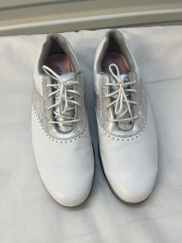 FootJoy eMerge Womens White/Silver Soft Spike Golf Shoe 93902 9.5M