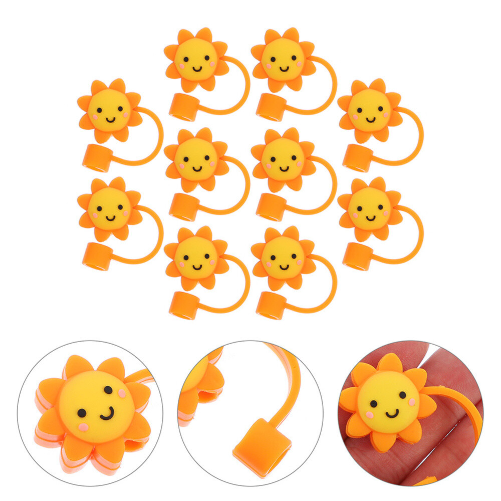 10 Pcs Straw Covers for Reusable Straws Tips Bendable Cleaner Lid Counter Girl