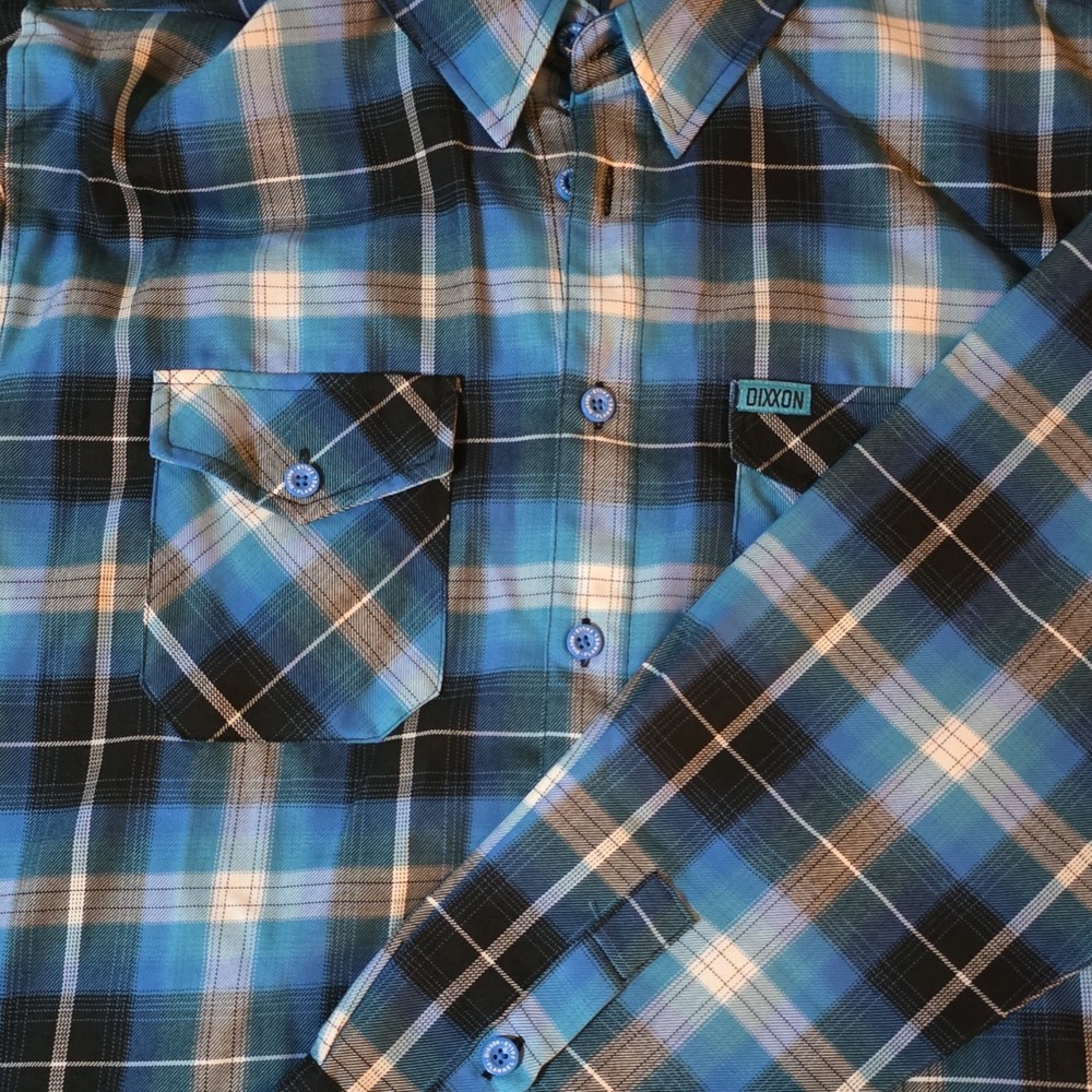 Dixxon Flannel Falls Men's XL Plaid Flannel Shirt Blue Black D-Tech Button-Up