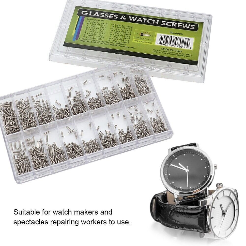 1800Pcs Mini Screw Kit Stainless Steel Screws Glasses Sunglasses