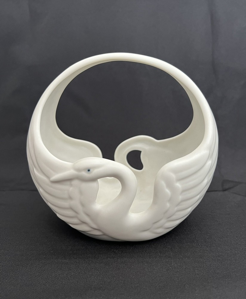 Fitz and Floyd Vintage 1983 Swan Basket Trinket Dish Planter