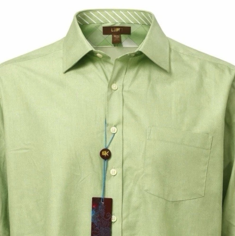 Men’s Warehouse 3XLT Dress Shirt Green Cotton Big Tall Button Down NWT