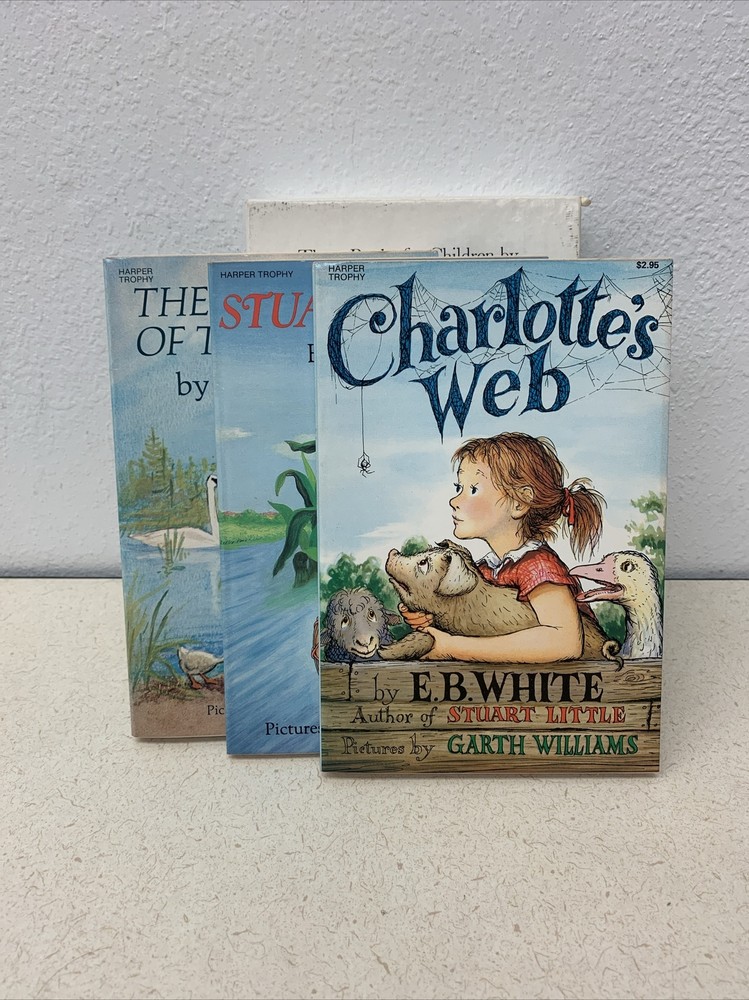 Vintage Charlotte's Web Stuart Little Trumpet of Swan 1973 EB White Book Box Set