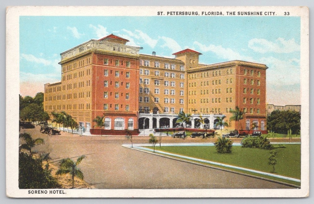 Vintage Soreno Hotel Postcard St. Petersburg FL Florida Sunshine City