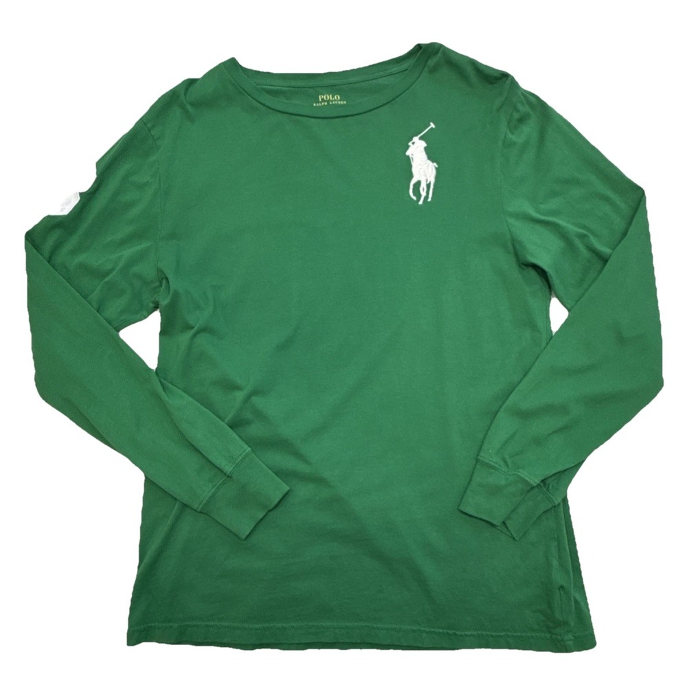 Polo Ralph Lauren Boys XL 18-20 Green Big Pony Long Sleeve Shirt