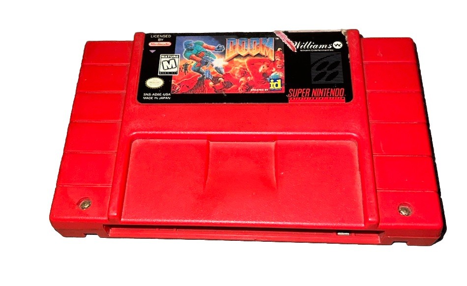 Super Nintendo SNES (1992) Doom Red Vintage Game Cartridge Only Williams