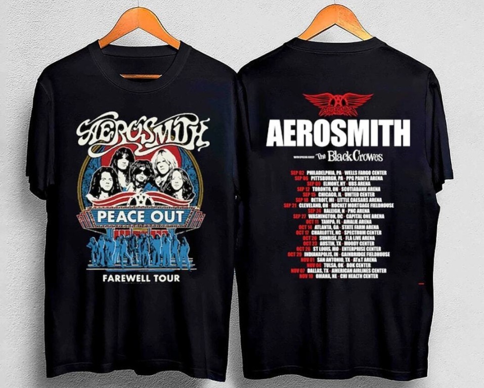 Aerosmith Farewell Tour 2023–2024 Peace Out Tour Double Sided T-Shirt