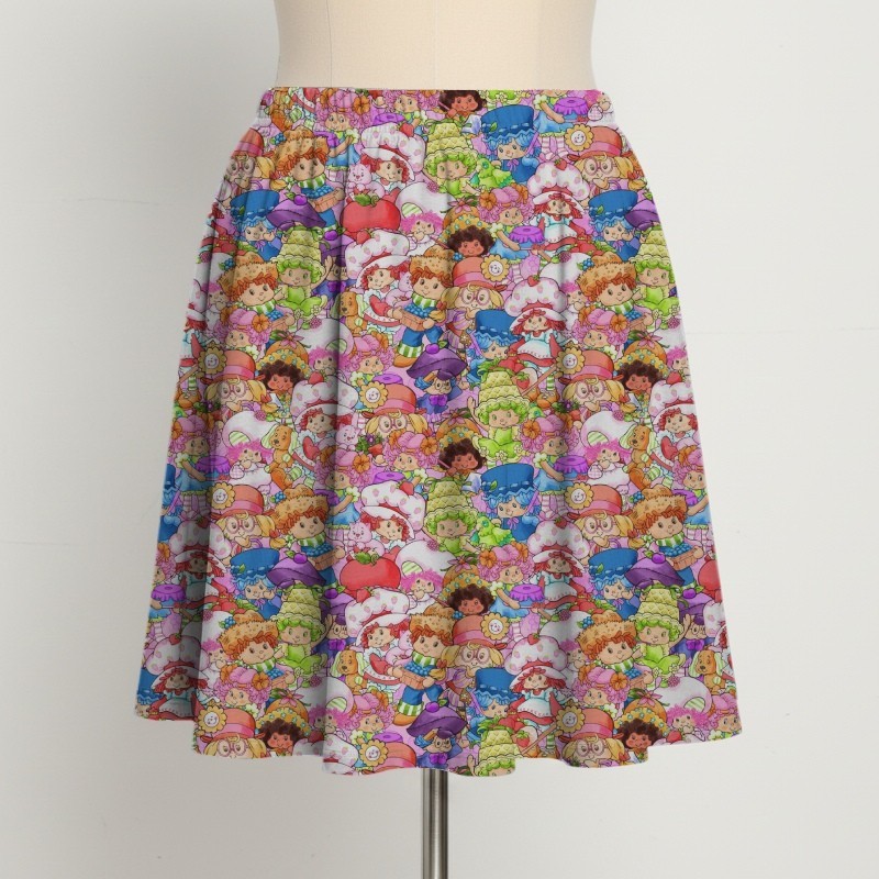 Kawaii Handmade Strawberry Shortcake Characters Skater Skirt with Pockets |S–6XL