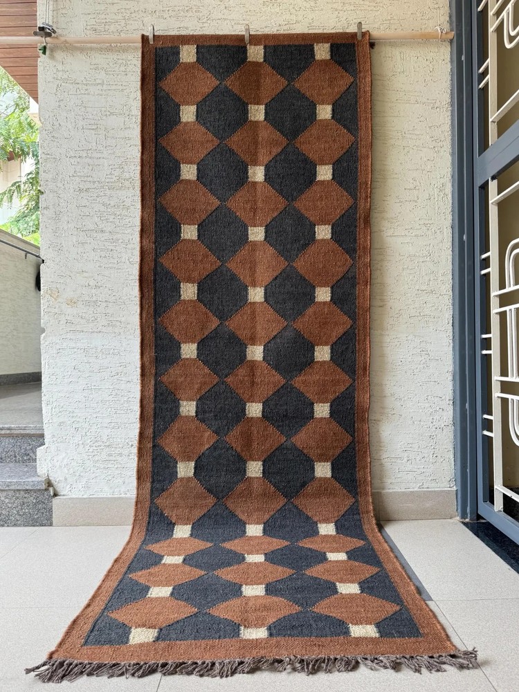 Handwoven Wool Jute Dhurrie Kilim Rug Color Multicolor Handmade Carpet Rug