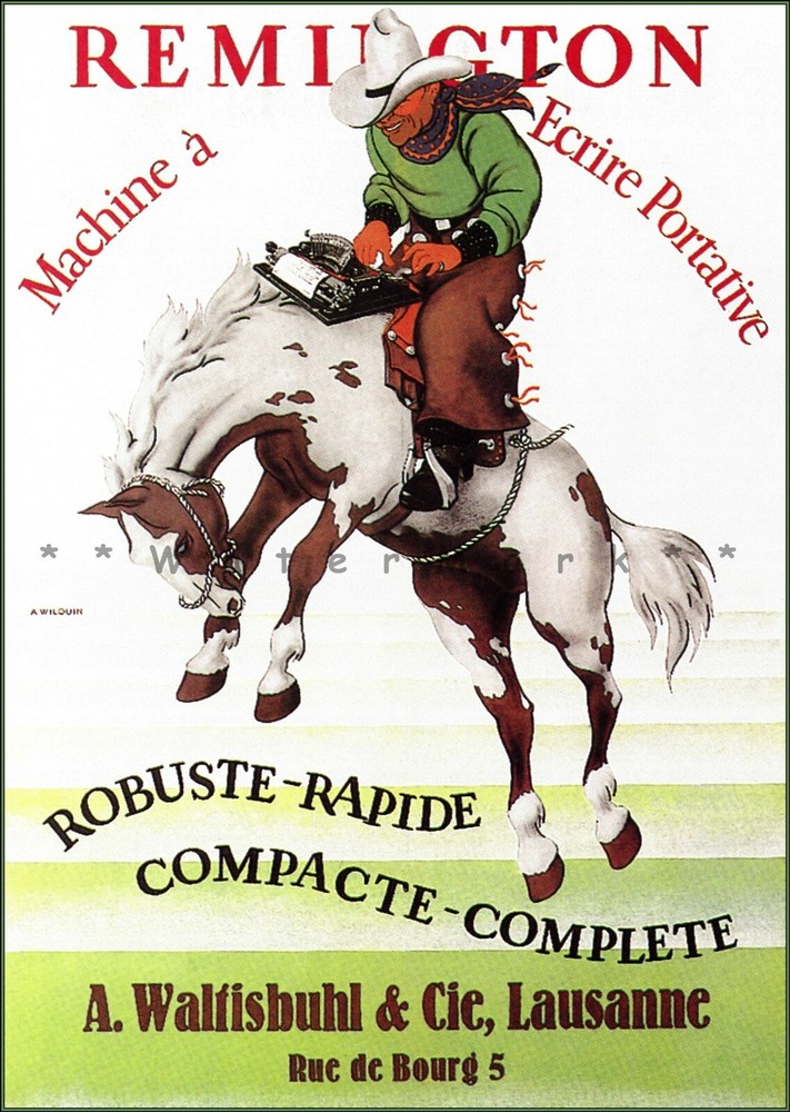 Vintage Swiss Retro Remington Typewriter French Advertising Art Print