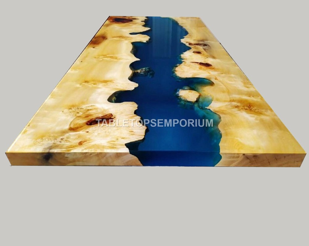 Luxury Acacia Furniture Resin Dining Ocean Table, Epoxy, Custom Table Home Décor