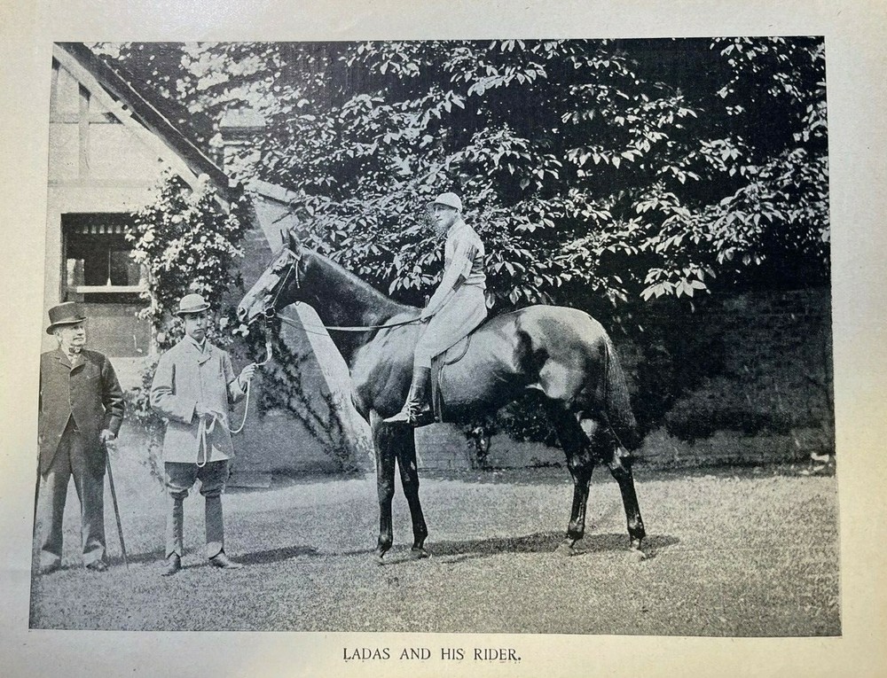 1894 Vintage Magazine Illustration Race Horse Ladas