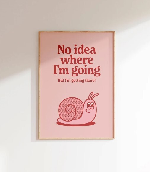 Retro Snail Motivational Poster Inspirational Wall Art Decor  