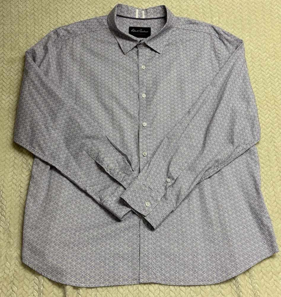 Robert Graham Shirt Mens 3XL Purple Skull Print Button Up Long Sleeve Cotton