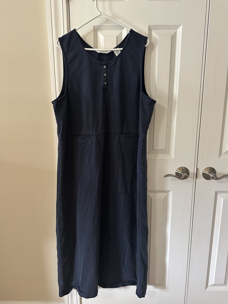 L.L. Bean Women’s Denim Size 20 Tencel Dress Sleeveless Navy Blue