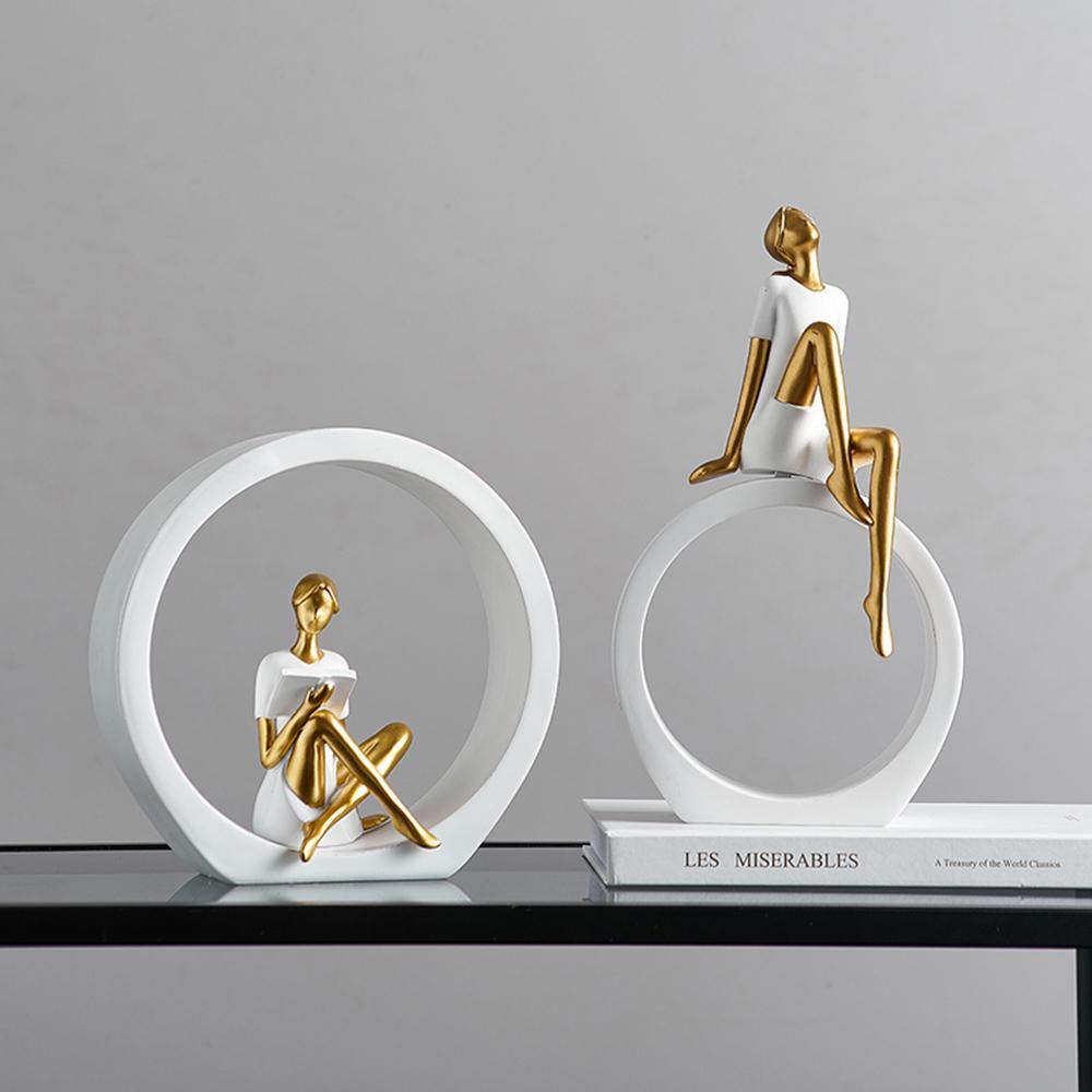 Figurines Luxury Girl Resin Multicolor Medium Modern Carved Decor Free Stand