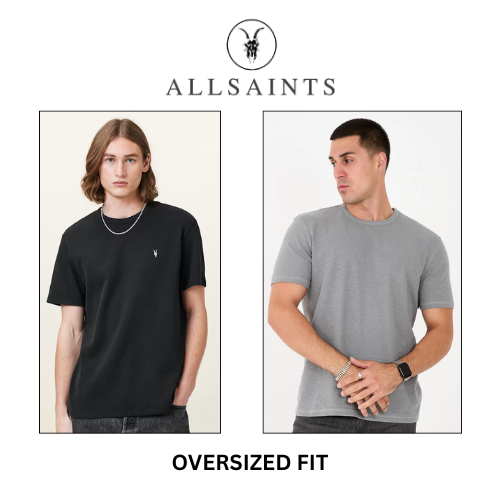 Allsaints Mens OVERSIZED FIT WAFFLE T Shirt Esum SS Tee Crewneck Designer Top