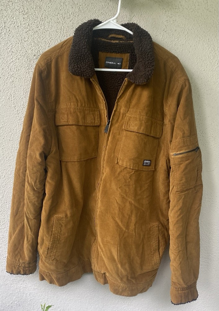 O'Neill Brown Full Zip Sherpa Collar Jacket Men's XL Logo Casual
