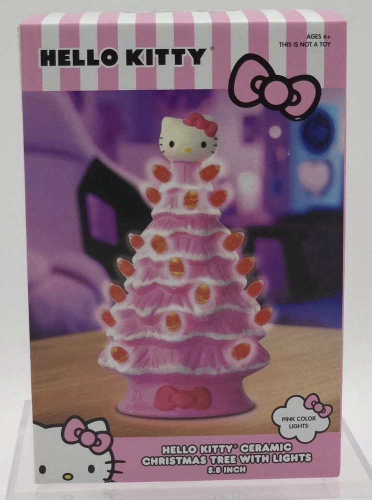Hello Kitty Pink Light Up Ceramic Christmas Tree LARGE 11