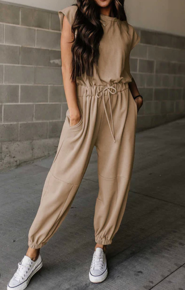 Papermoon Jumpsuit Women's Medium Tan, Travel, Casual, Loungewear