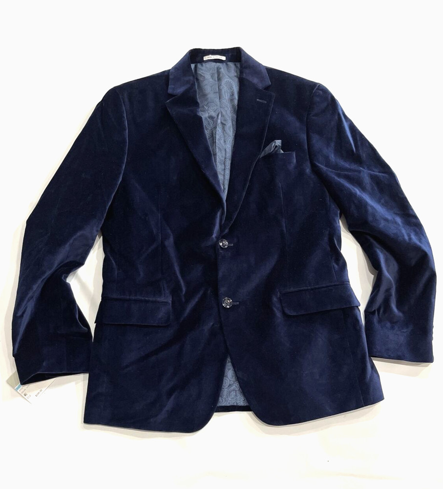 nwt Alfani men's Slim Fit Velvet Blazer Sport Coat Jacket - size 40R - Navy