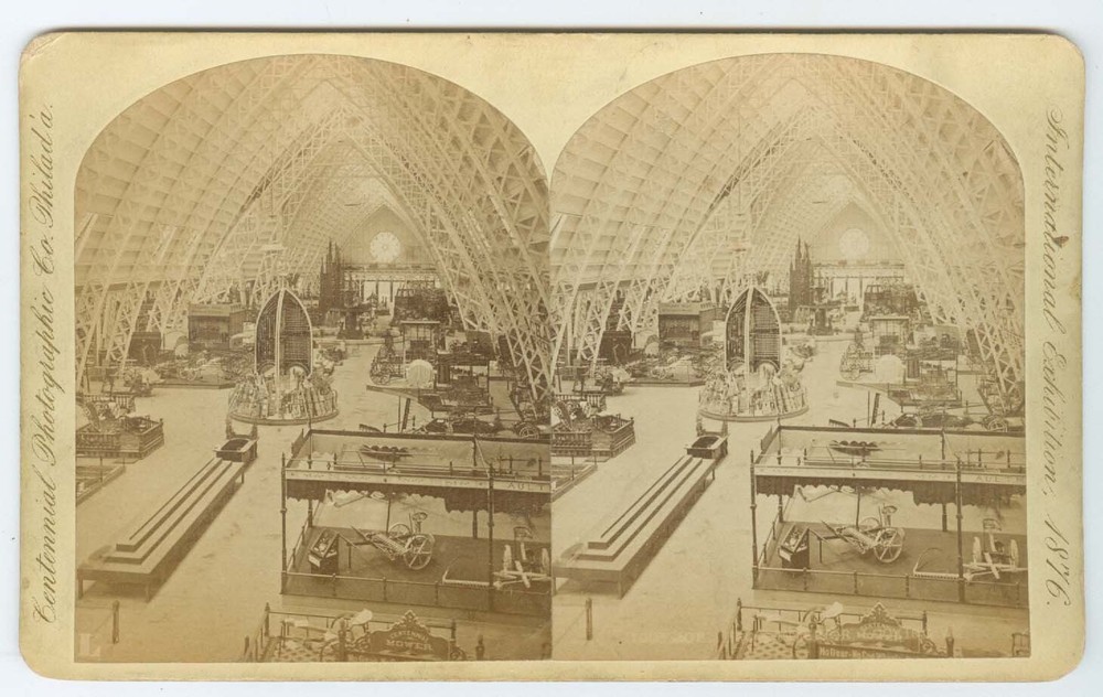 G0255~ Philadelphia Centennial Exhibition Stereoview –Farm Equipment