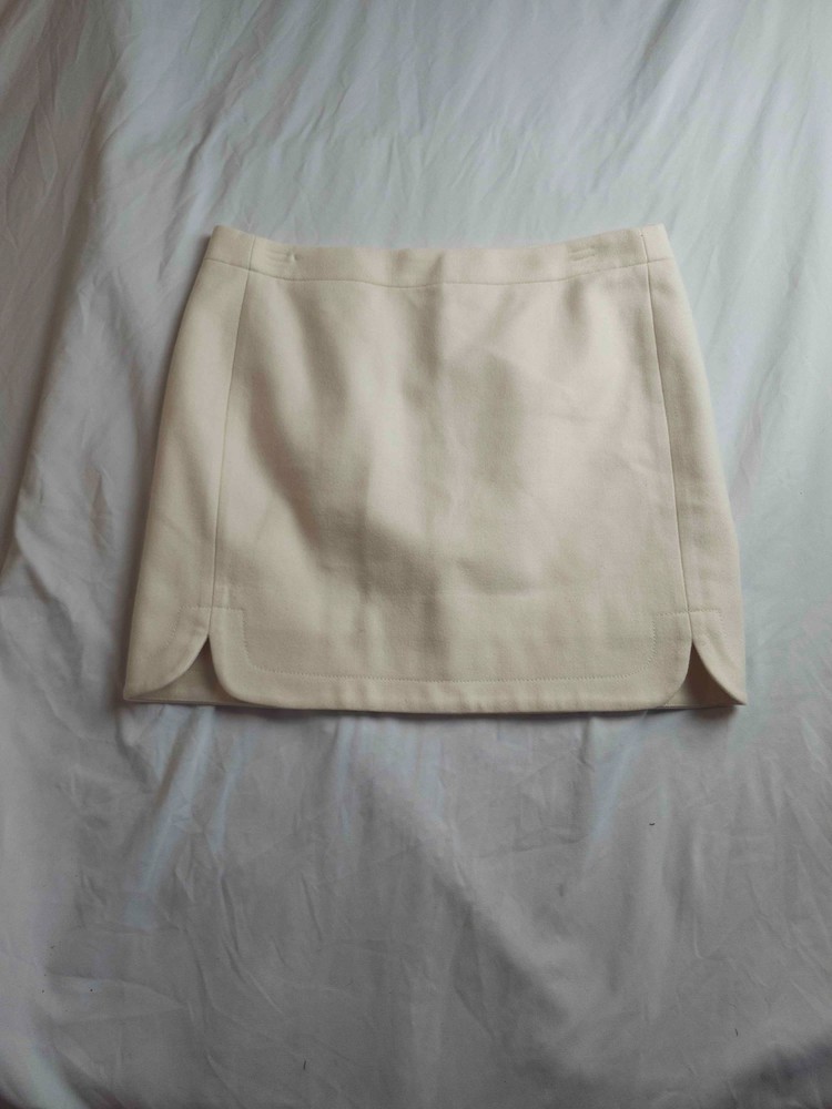 J. Crew Wool Blend Shirttail Tulip Hem Mini Skirt Ivory Size 8 Womens Lined