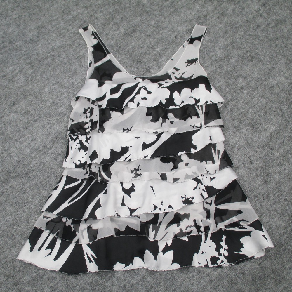White House Black Market Camisole Womens XS Floral Ruffle Tiered Top Sleeveless