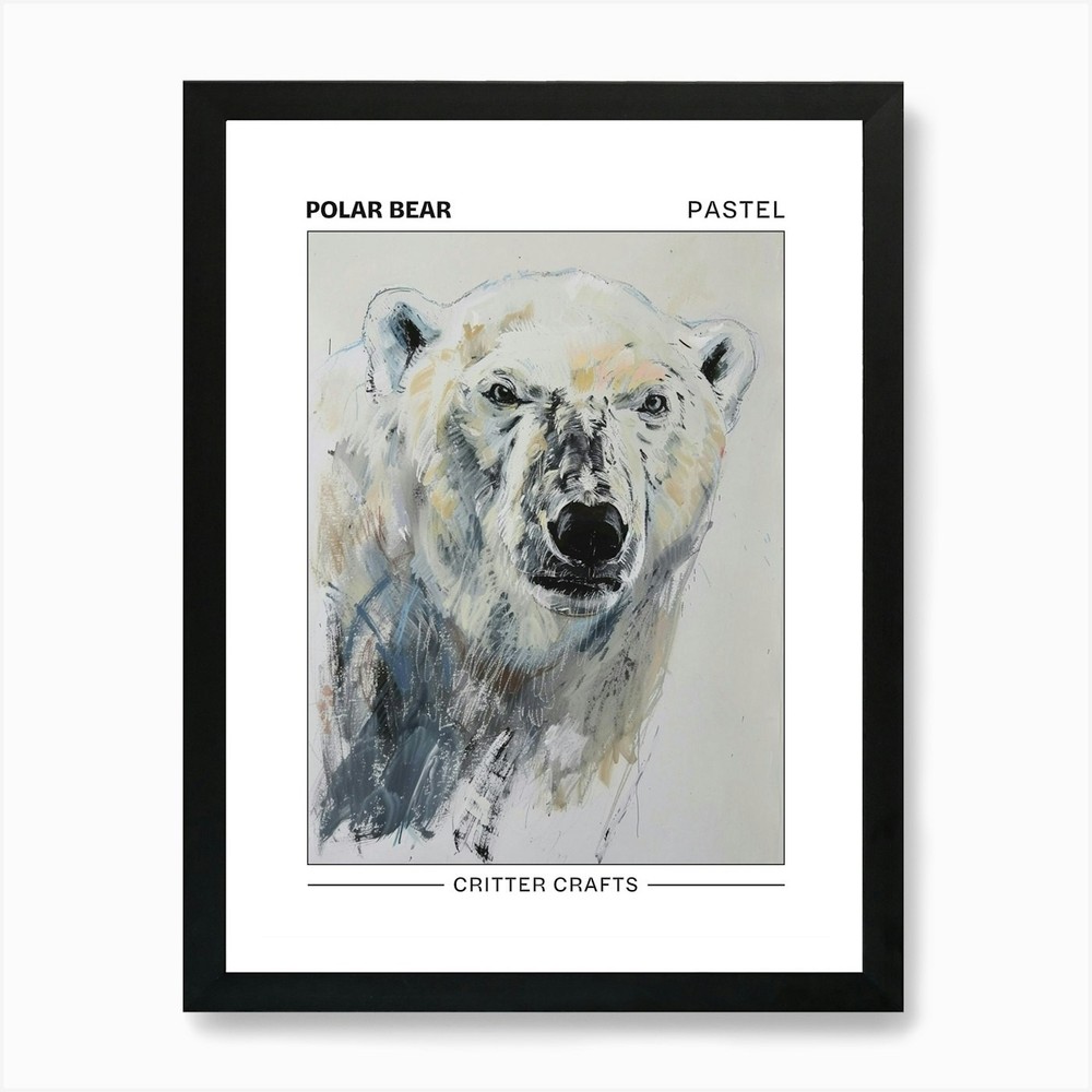 Polar Bear Pastel Watercolor Framed Wall Art Canvas Print 3-Piece Set