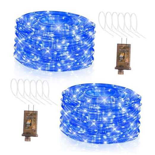 2 Pack LED Rope Lights Waterproof Rope Light 197FT 600 LED Flexible Tube